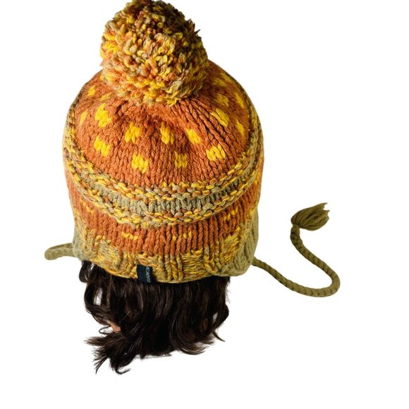 Seirus Lambswool Knit Hat W Pom Braided Tassel Orange Olive Green Adult or Teen - Picture 3 of 9